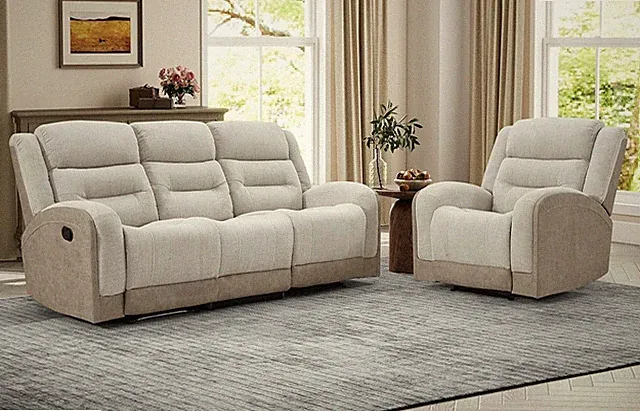 2 Piece Reclining Sofa Set for Living Room, 1 Single Recliner Chair and 1 Extra