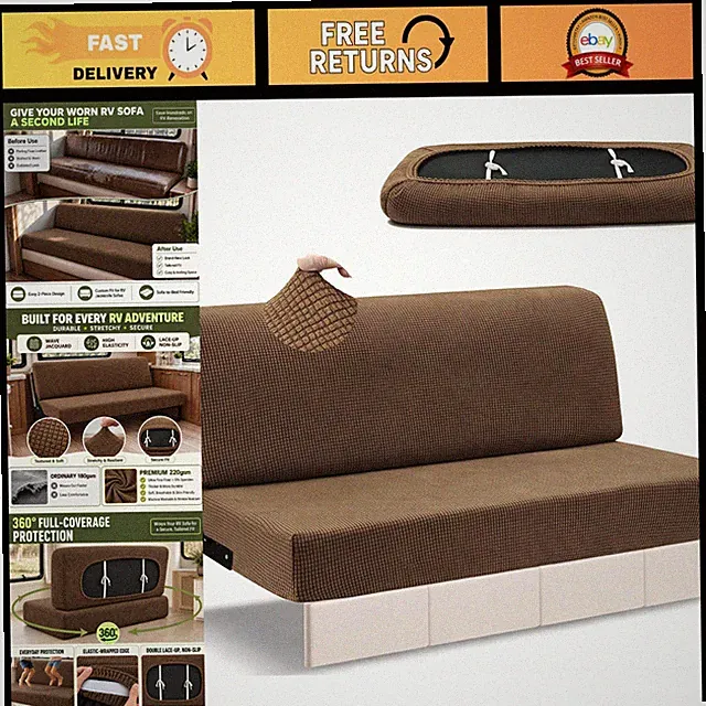 2 Piece RV Couch Covers for Jackknife Sofa Bed - Durable, Stylish Protection, Br