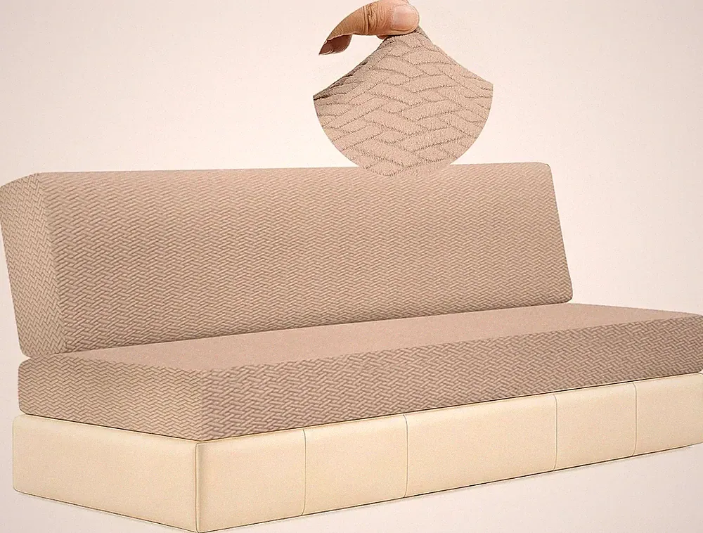2 Piece RV Jackknife Sofa Bed Cover Stretch Slipcover Washable Khaki Protector