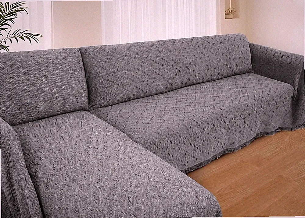 2 Piece Sectional Couch Cover for L Shape Sofa Dark Grey XL Washable Fabric
