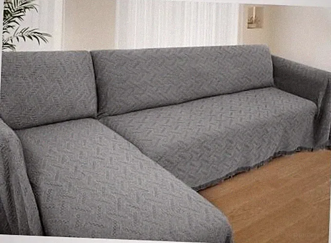 2 Piece Sectional Couch Cover for L Shape Sofa XL X-Large Dark Grey