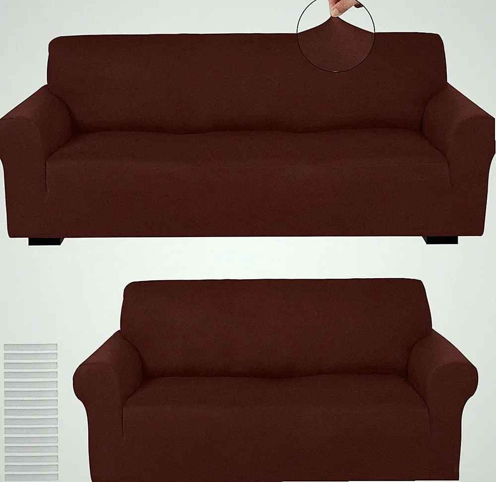 2 Piece Sofa Cover Set, Furniture Protector (Brown, Milk Silk)