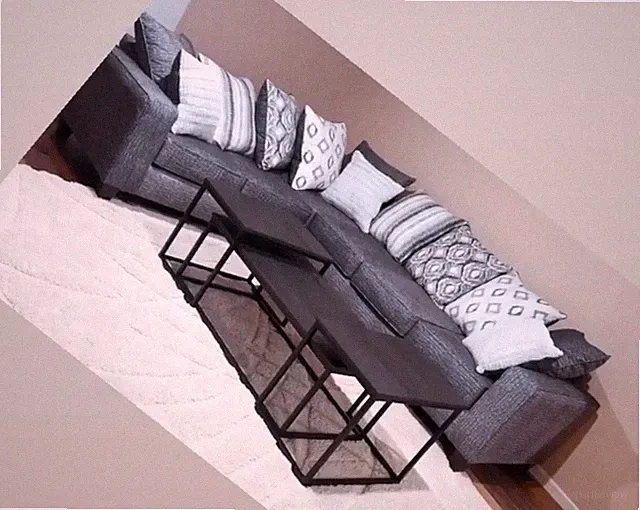 2 Piece Stonewash Charcoal Sectional Sofa, Smoke Free. Pillows Included. Ready.