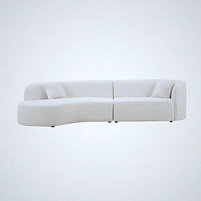 2-Piece Upholstered Curved Sectional Sofa with Right Facing Chaise White