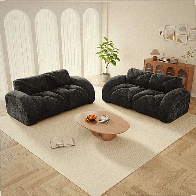 2 Pieces Living Room Sofa Sets for Home Apartment,Comfy Velvet Upholstered Tufte