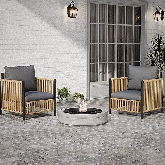 2 Pieces Outdoor Wicker Sofa Set with Cushion and PE Rattan Design,2 Single Sofa