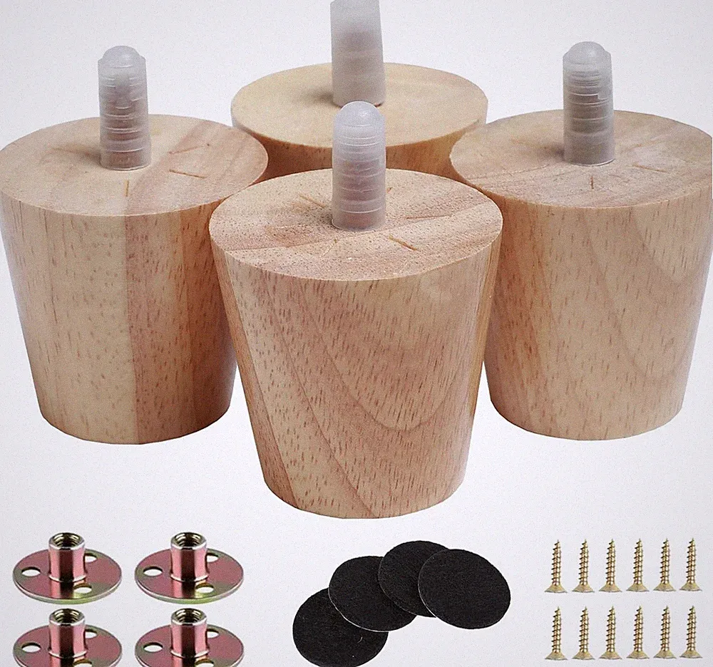 2" round Solid Wood Furniture Leg Set of 4 Mid-Century Modern Sofa Couch Bed Cof