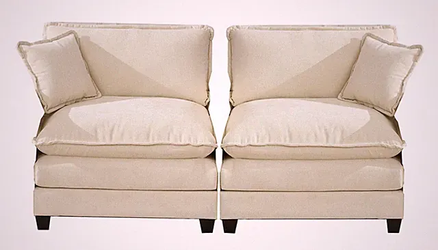 2-Seat Cloud Chenille Sectional Sofa, Comfy Armless Couch, Beige