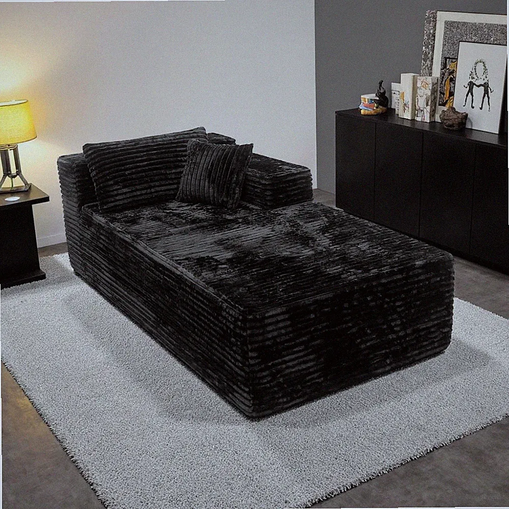 2 Seat Foam Modular Sectional Sofa Plush Corduroy Fabric No Assembly Required
