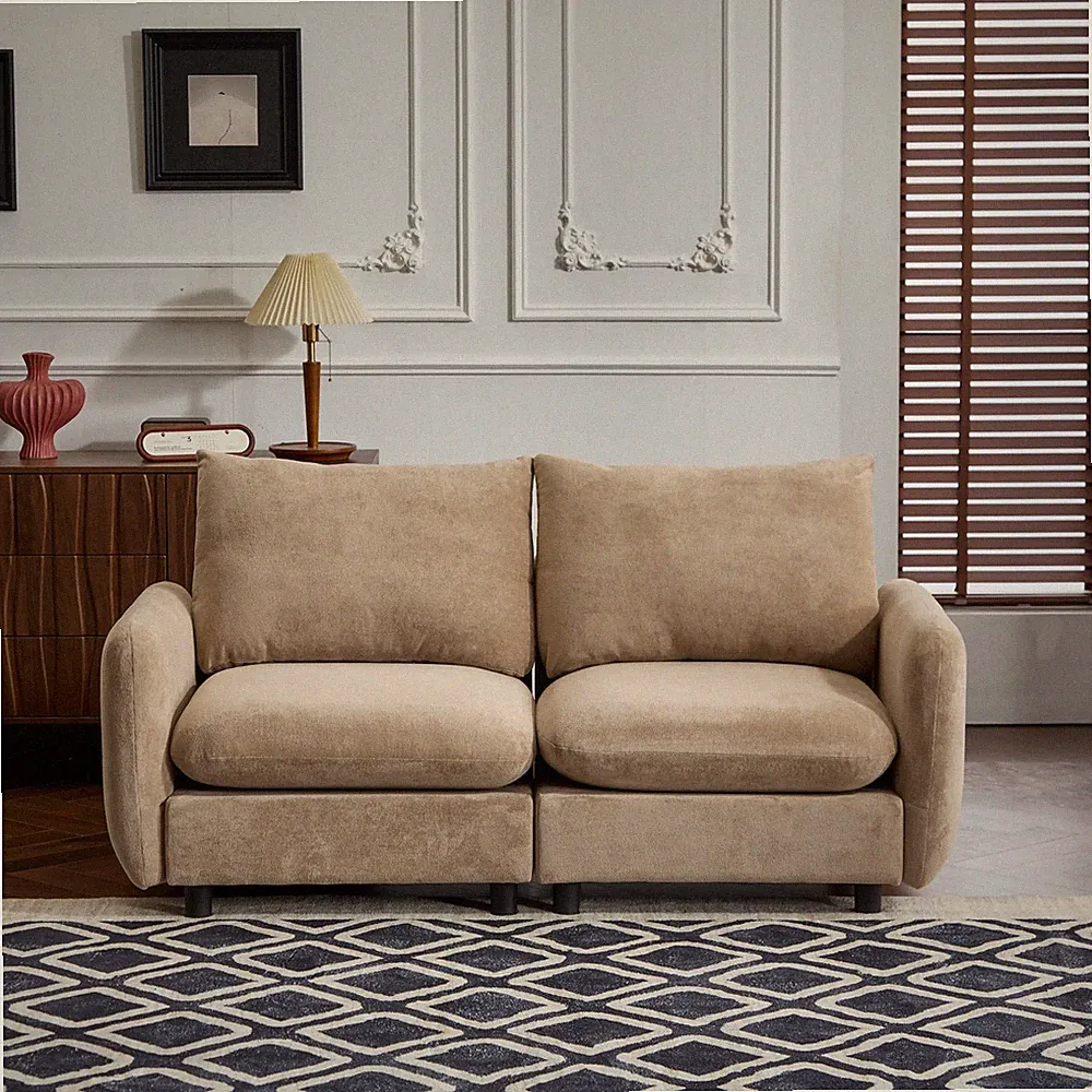 2-Seat Sectional Sofa for Home Improvement Eucalyptus Modular Design Camel