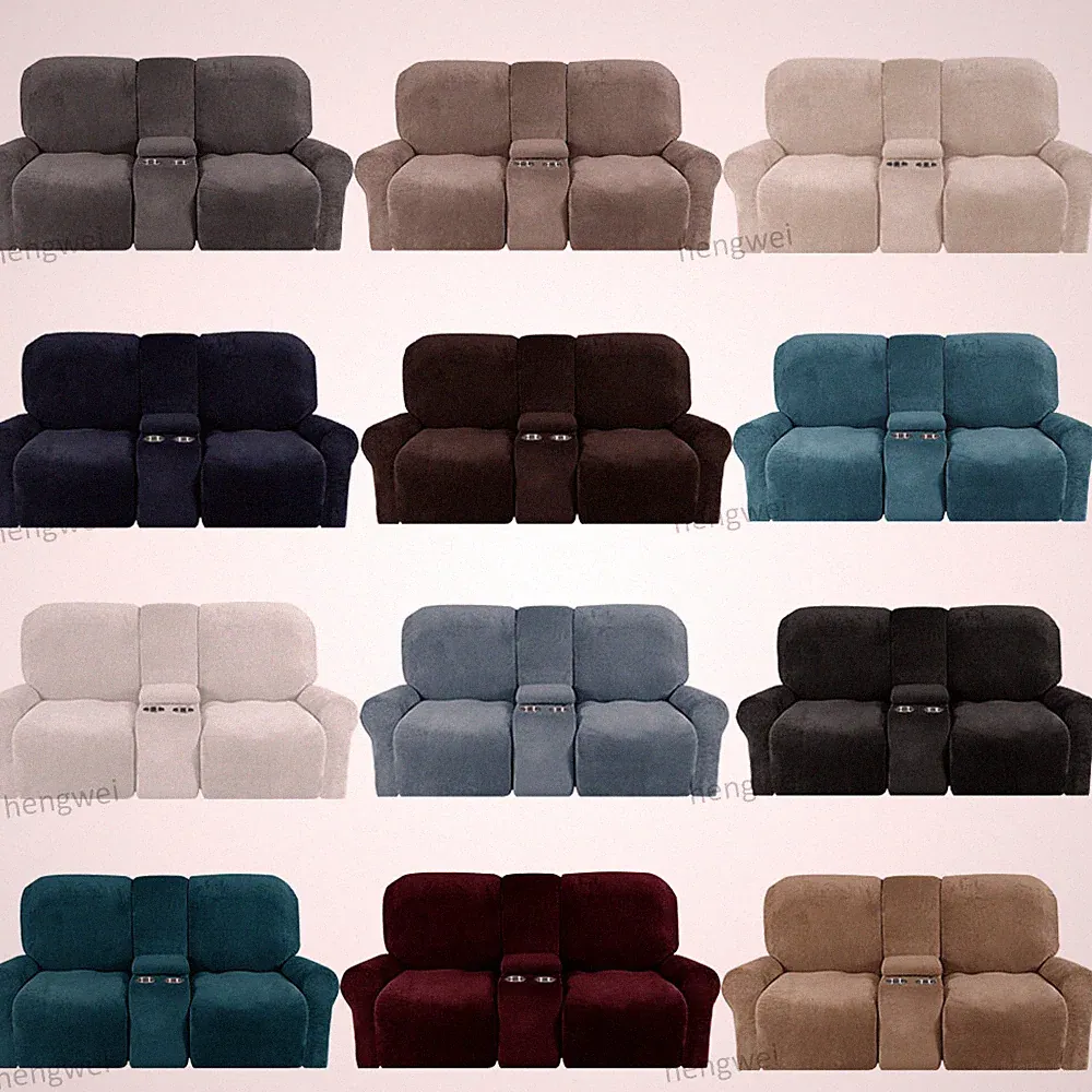 2-Seat Sofa Covers Stretch Recliner Couch Cover with Console Slipcover