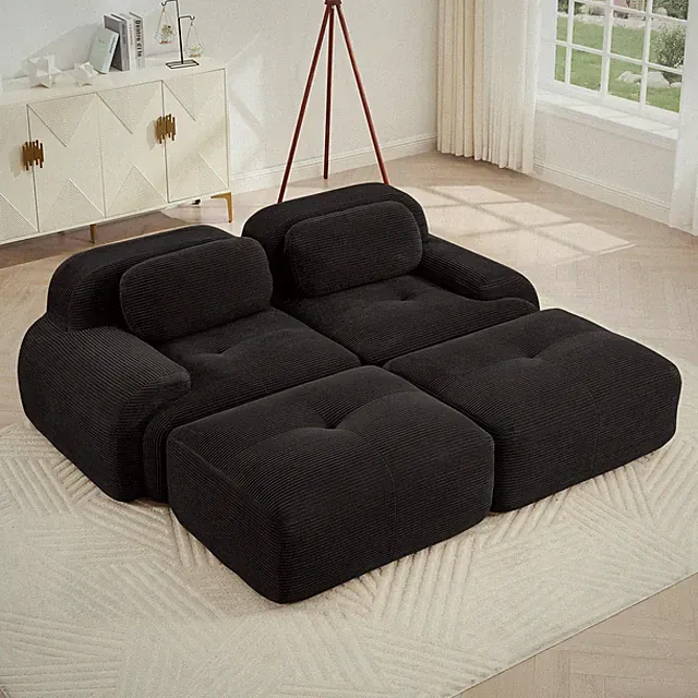 2-seat sofa in luxury Corduroy Fabric fabric modular multi-combination anti-slip