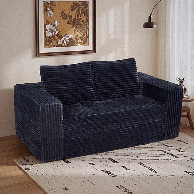 2-Seater Corduroy Compressed Sofa Couch High Density Foam Small Space Livingroom