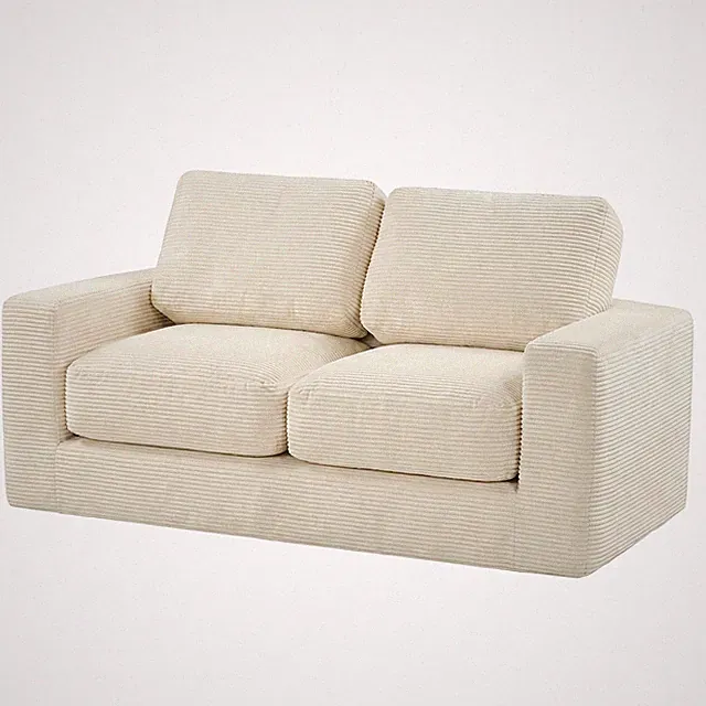 2-Seater Floor Couch, Loveseat Foam Sofa w/Removable Corduroy Cover,No Assembly