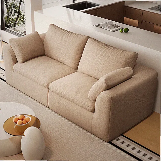2-Seater Loveseat Sofa Cloud Couch with Pillow No Assembly for Living Room Khaki