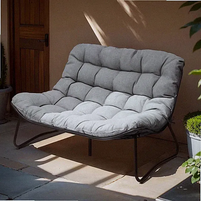 2-Seater Outdoor Loveseat Sofa Set Patio Wicker Sectional Furniture with 4 In. T