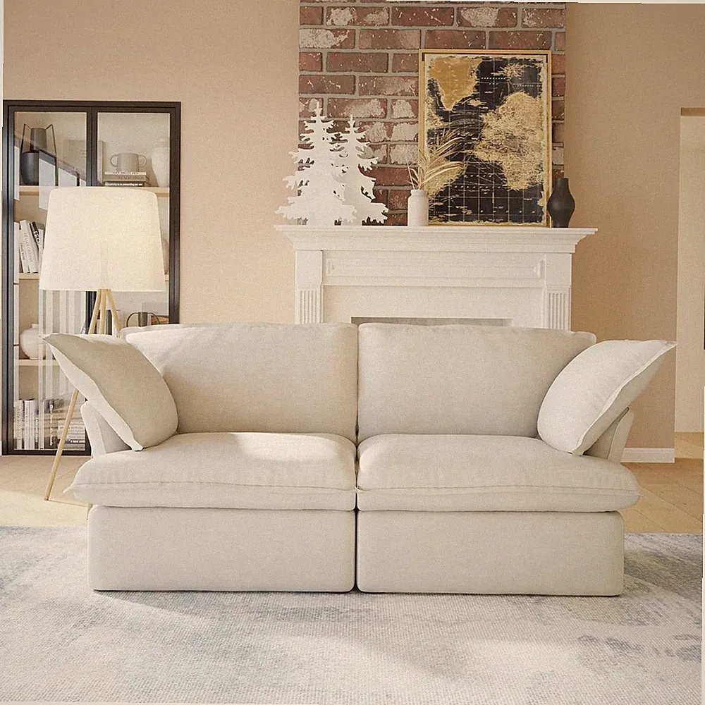 2 Seater Sectional Couch for Apartment, Modular Love Seat Sofa, Modern Convertib