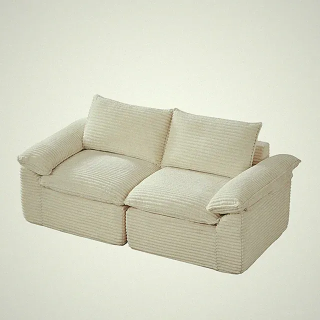 2 Seater Sectional Modular Sofa Couch, Upholstered Boneless Floor Sofa Loveseat