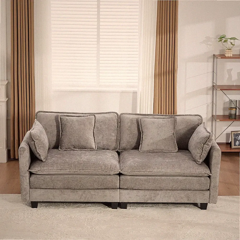 2-Seater Sectional Sofa Couch, Deep Seat Sofa Upholstered Loveseat Modular Sofa