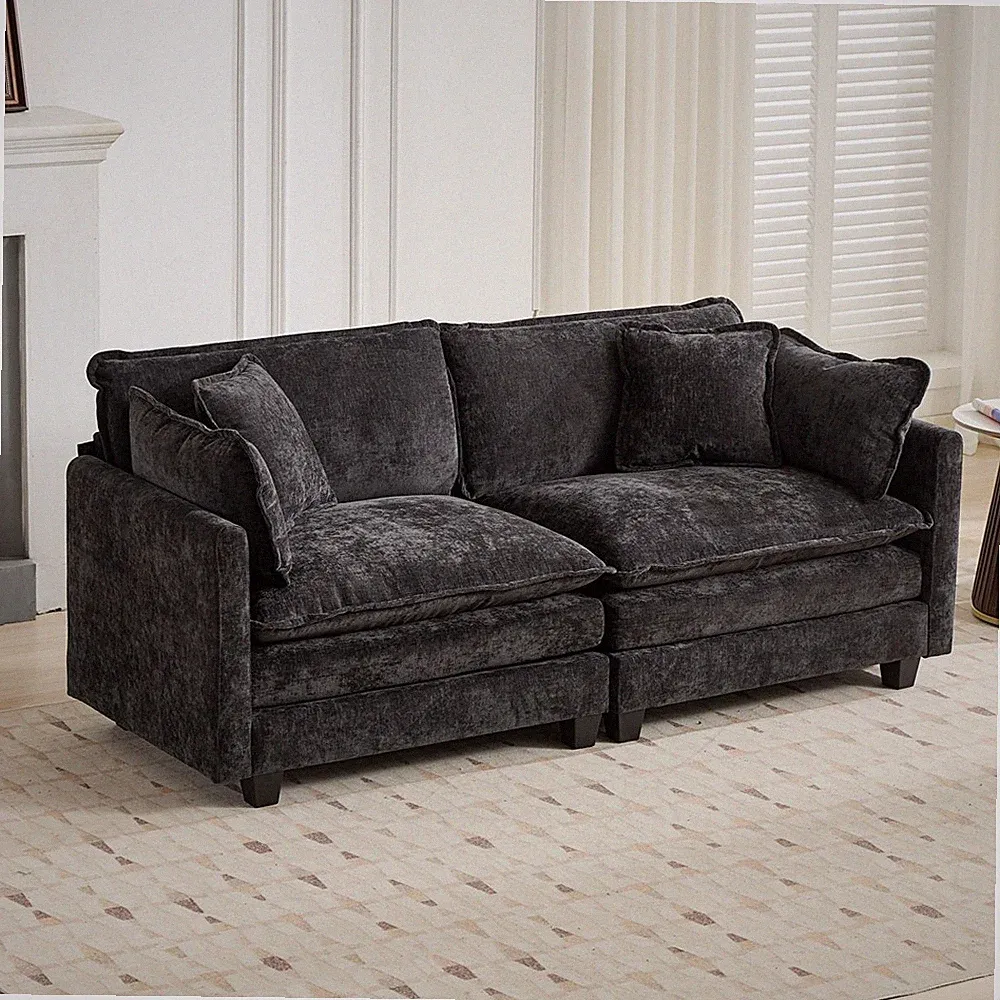 2-Seater Sectional Sofa Couch, Deep Seat Sofa Upholstered Loveseat Modular Sofa