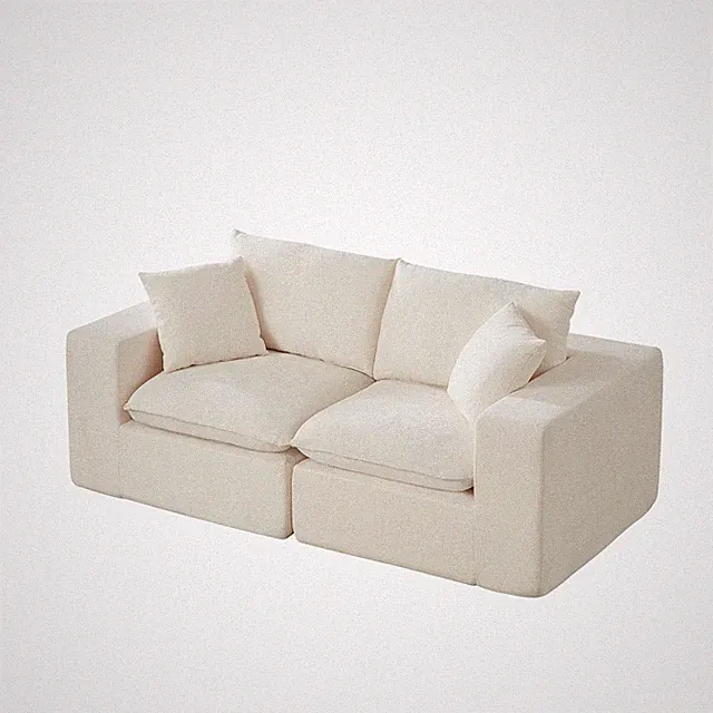 2 Seater Sectional Sofa Couch, Modular Upholstered Sofa Loveseat with Pillows