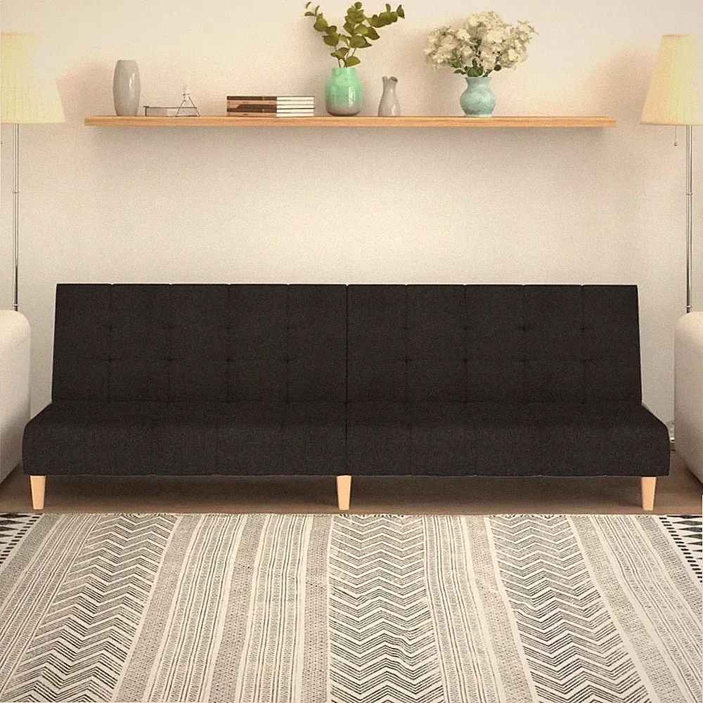 2-Seater Sofa Bed Convertible Sleeper Sofa for Small Spaces, Bla Fabric