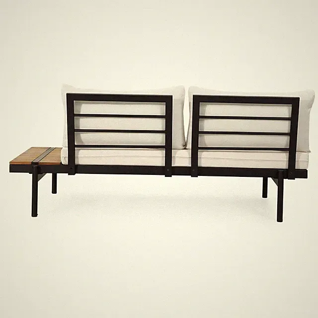 2 Seater Sofa - Right Side, Acacia Wood & Iron Frame with Water-Resistant