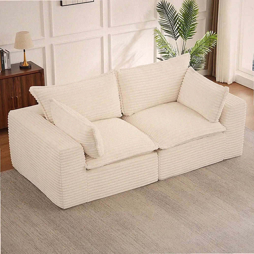2-Seater Sofa, Upholstered Sofa Couch Deep Seat Loveseat Modular Sectional Sofa