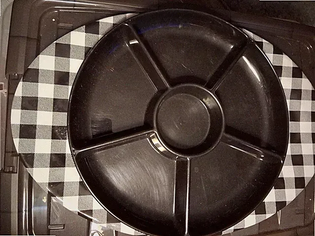 2 Serving Platters 20 x 14 , 6 section 13in round Checkerboard Black And White A