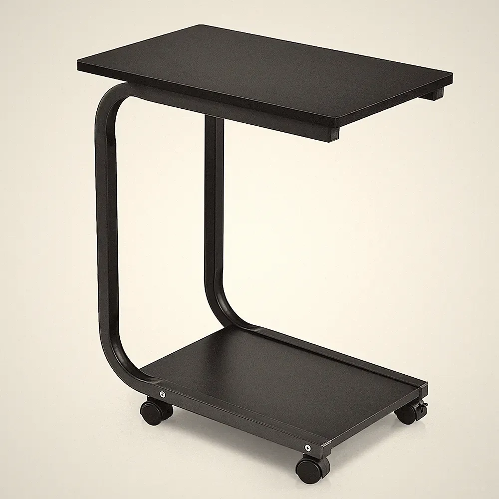 2 Tier Coffee Sofa Side End Table TV Snack Stand Rolling Over Bed Laptop PC Desk