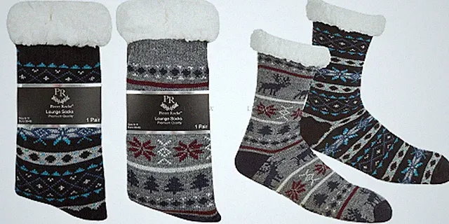 2 x Pairs Men's Chunky Lounge Slipper Cosy Non Skid Gripper Bed Socks Size 6-11