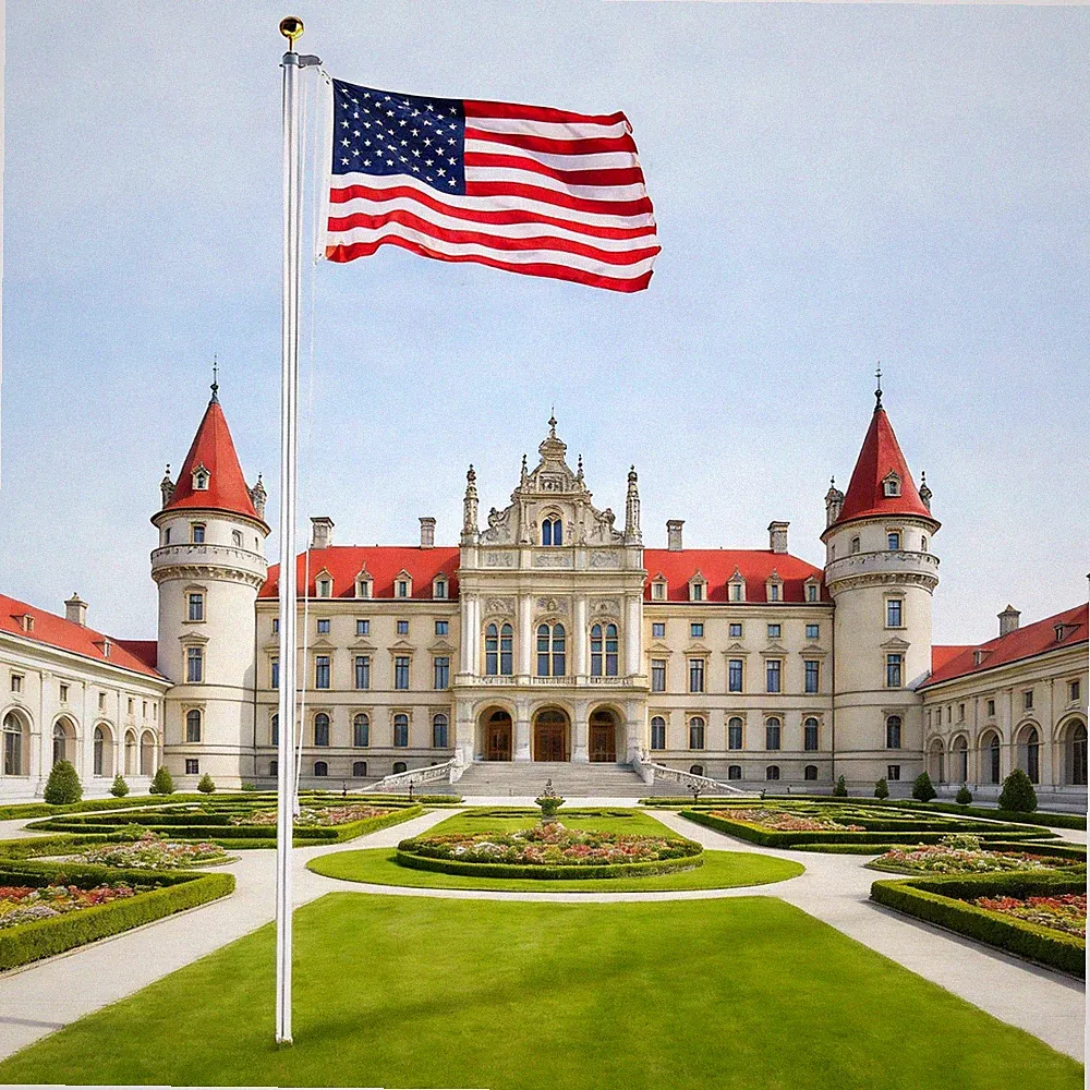 20 ft Aluminum Flag Pole Sectional Flagpole Kit Heavy Duty 3'x5' US Flag, Silver