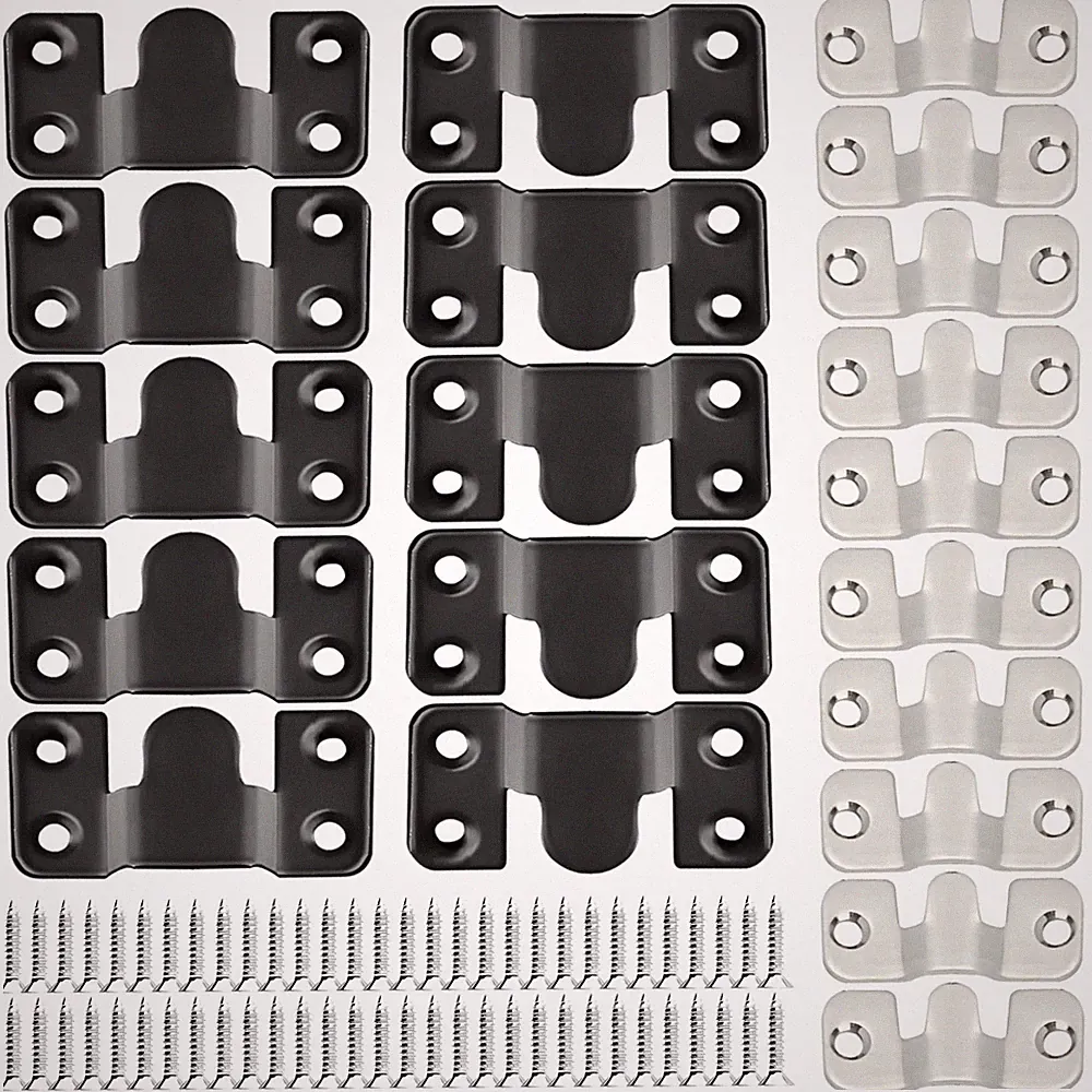 20 Pack Sofa Sectional Connectors – 10 Large Black + 10 Small Silver Interloc...