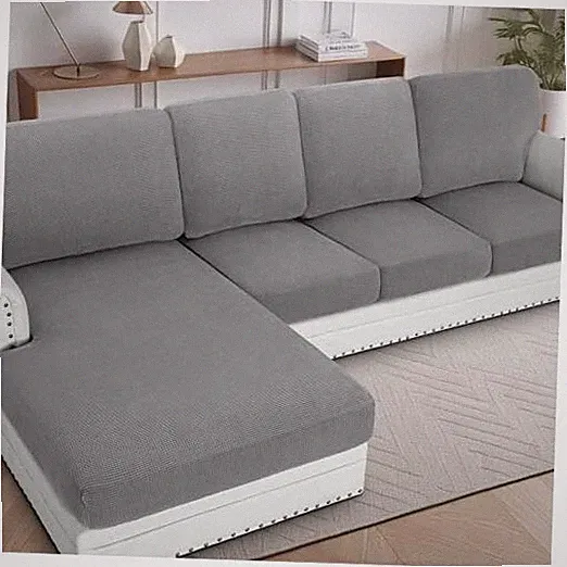 2025 New Sectional Couch Covers 8 Pieces Seat and Back: 1 Chaise + 3 Sofa Dove