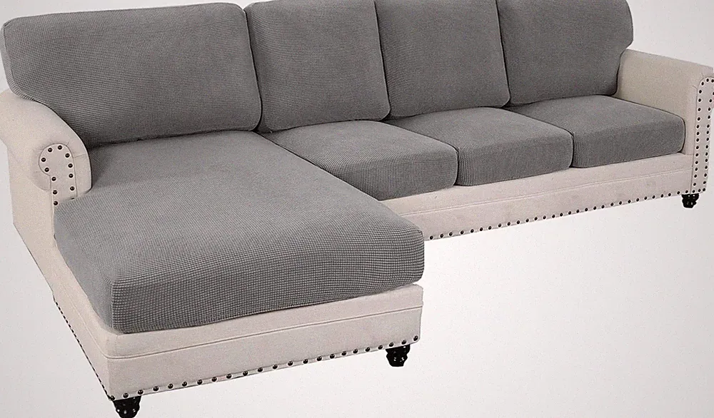 2025 Stretch Sectional Couch Covers - 8 Piece L-Shaped Sofa Set, Dove