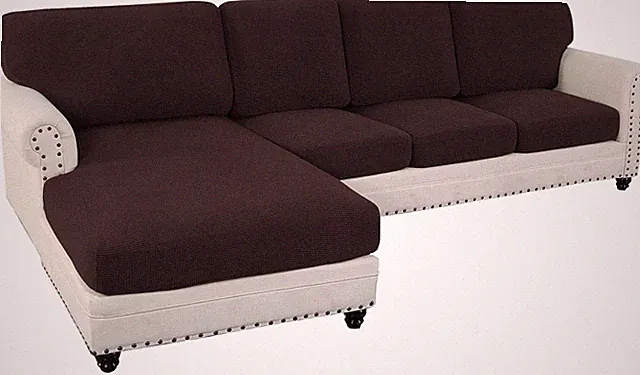2025 Stretch Sectional Couch Covers - 8 Pieces for L-Shaped Sofa, Chocolate