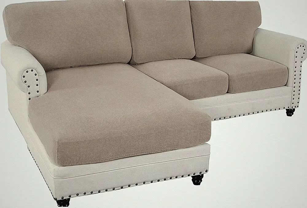 2025 Stretch Sectional Sofa Covers 6-Piece L-Shaped Set - Sand Color