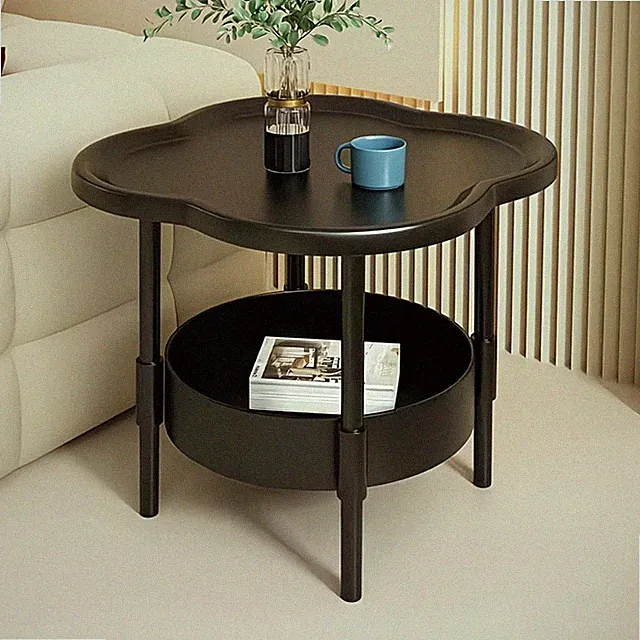 2026 new modern white rounded corner sofa bedside table with storage rack - spac