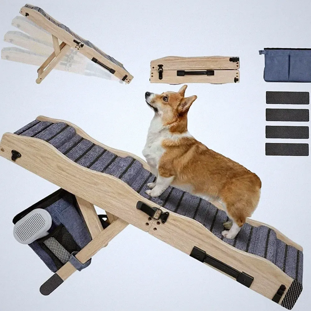 2026 Upgraded Dog Ramp for Couch & Low Bed, 33" L Folding Wood Pet Ramp 200LB...