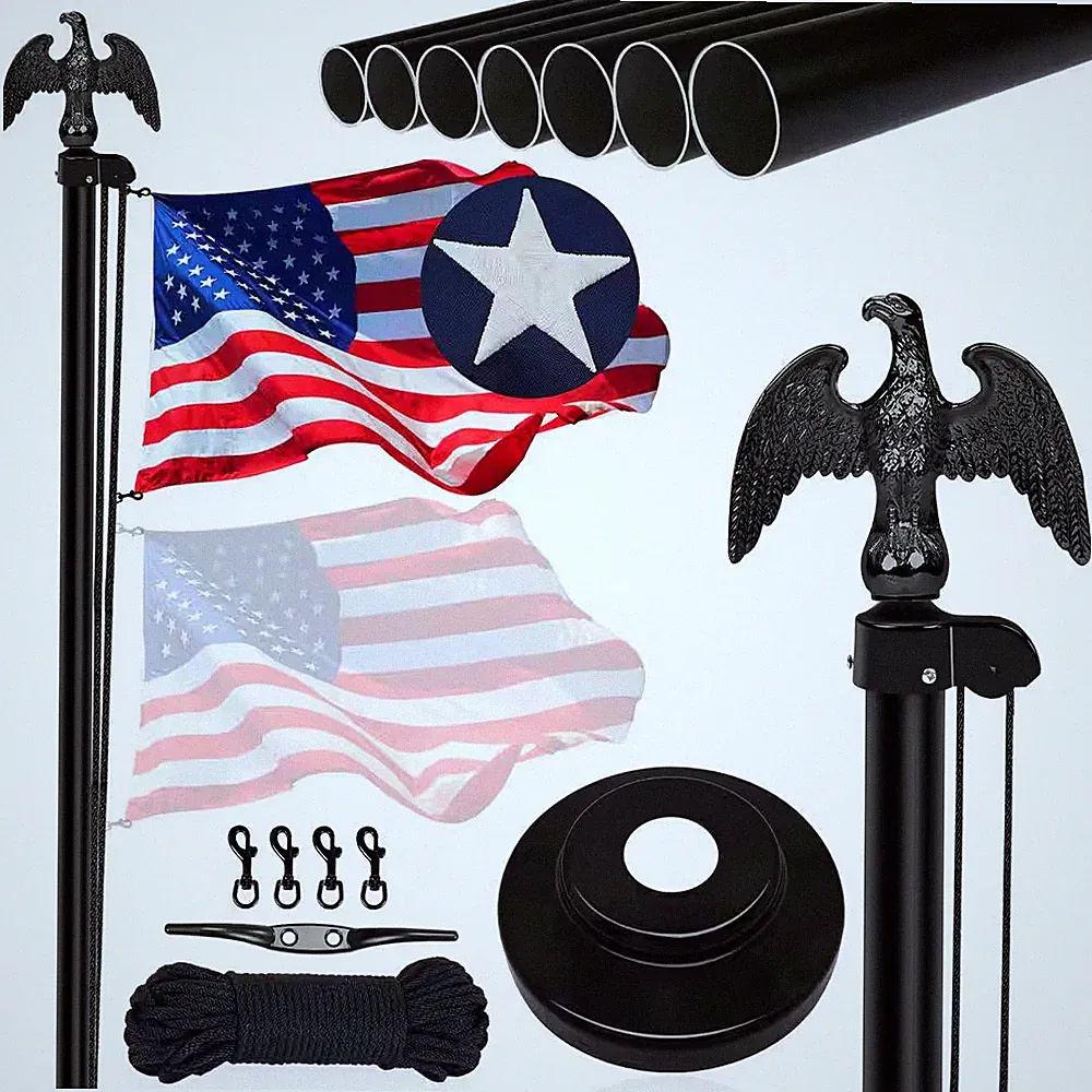 20FT 1. 5Mm 14 Gauge Aluminum Sectional Outdoor Flag Pole Kit with Eagle Topper