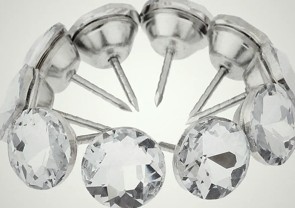 20PCS 5/8" Crystal Diamond Upholstery Tacks for Bed Headboard Sofa