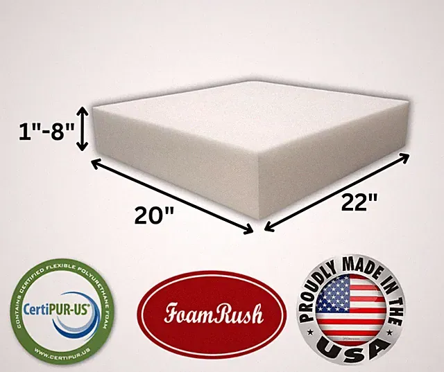 20x22, High Density Foam, Seat Cushion, Replacement, Upholstery, Firm, USA