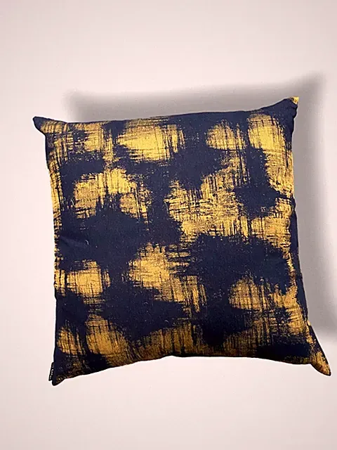 $214 D.V. Kap Swagster Sapphire Blue Gold Throw Cushion Couch Sofa Bed Pillow