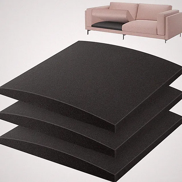 22"x22" Couch Cushion , Black Sofa Cushion Sagging Repair, Curved High Densit...