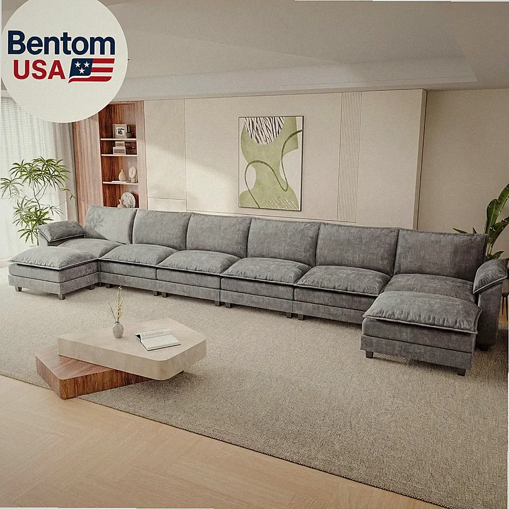 232.28'' Oversized U Shaped Couch, Modular Sectional Sofa with 2 Movable Ottoman