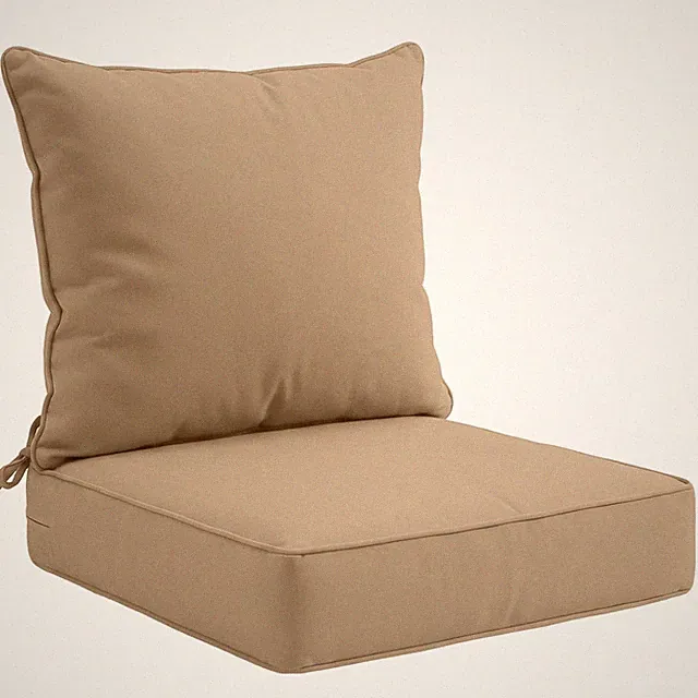 24" Deep Seat Outdoor Patio Cushion Set, Khaki, 2-Piece Patio Furniture Deep