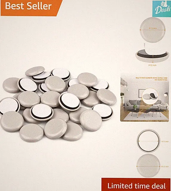 24 PCS Self-Stick Furniture Sliders - 1.5in Glide Pads for Carpet Protection