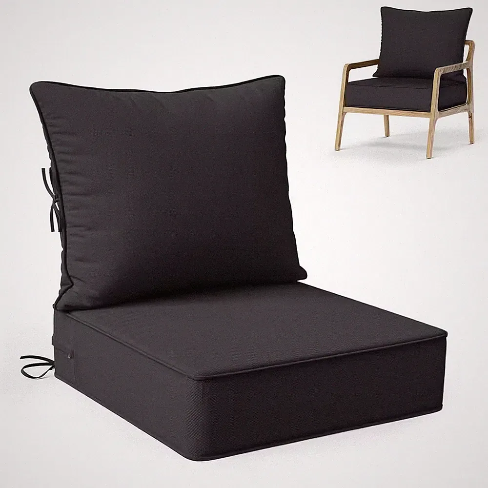 24 X 24 X 6.5 In. Outdoor Waterproof Deep Seat Cushion with Removable Cover for