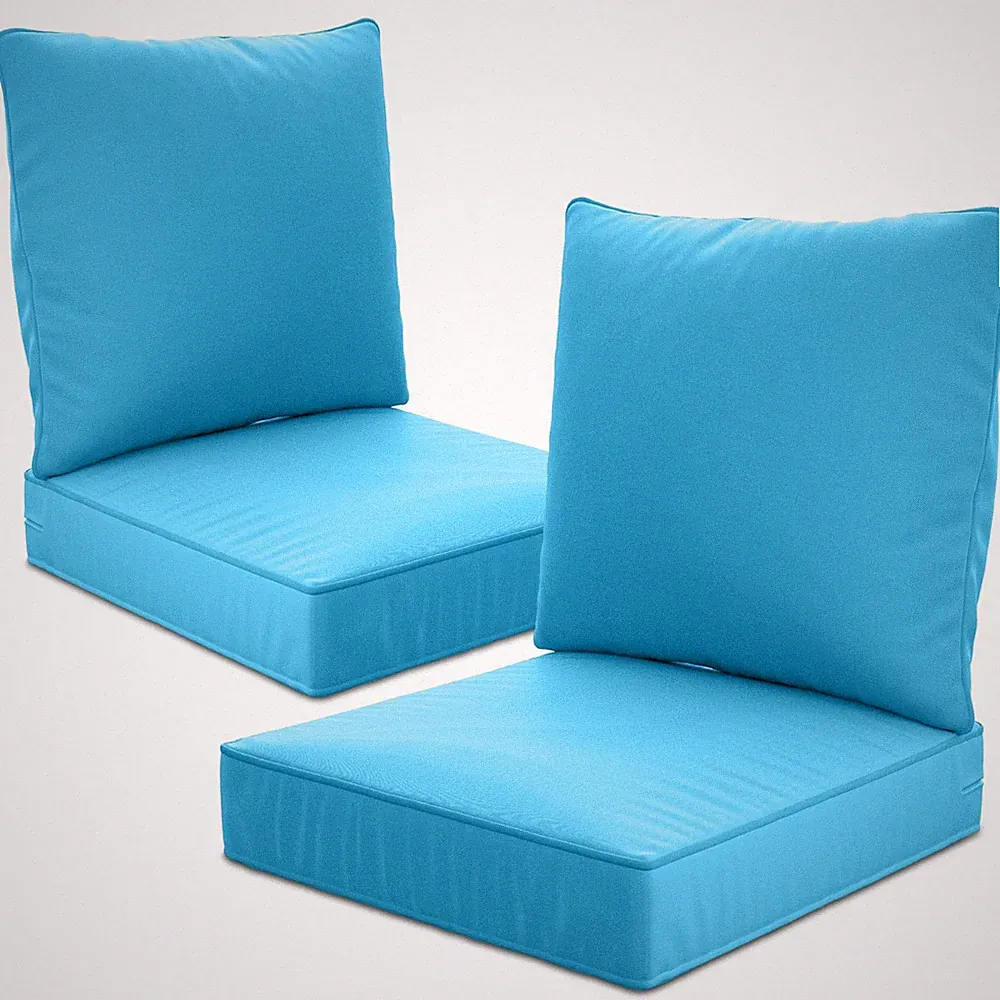 24" x 24" x 6" Outdoor Deep Seat Cushions Set - 2 Set Waterproof & Fade
