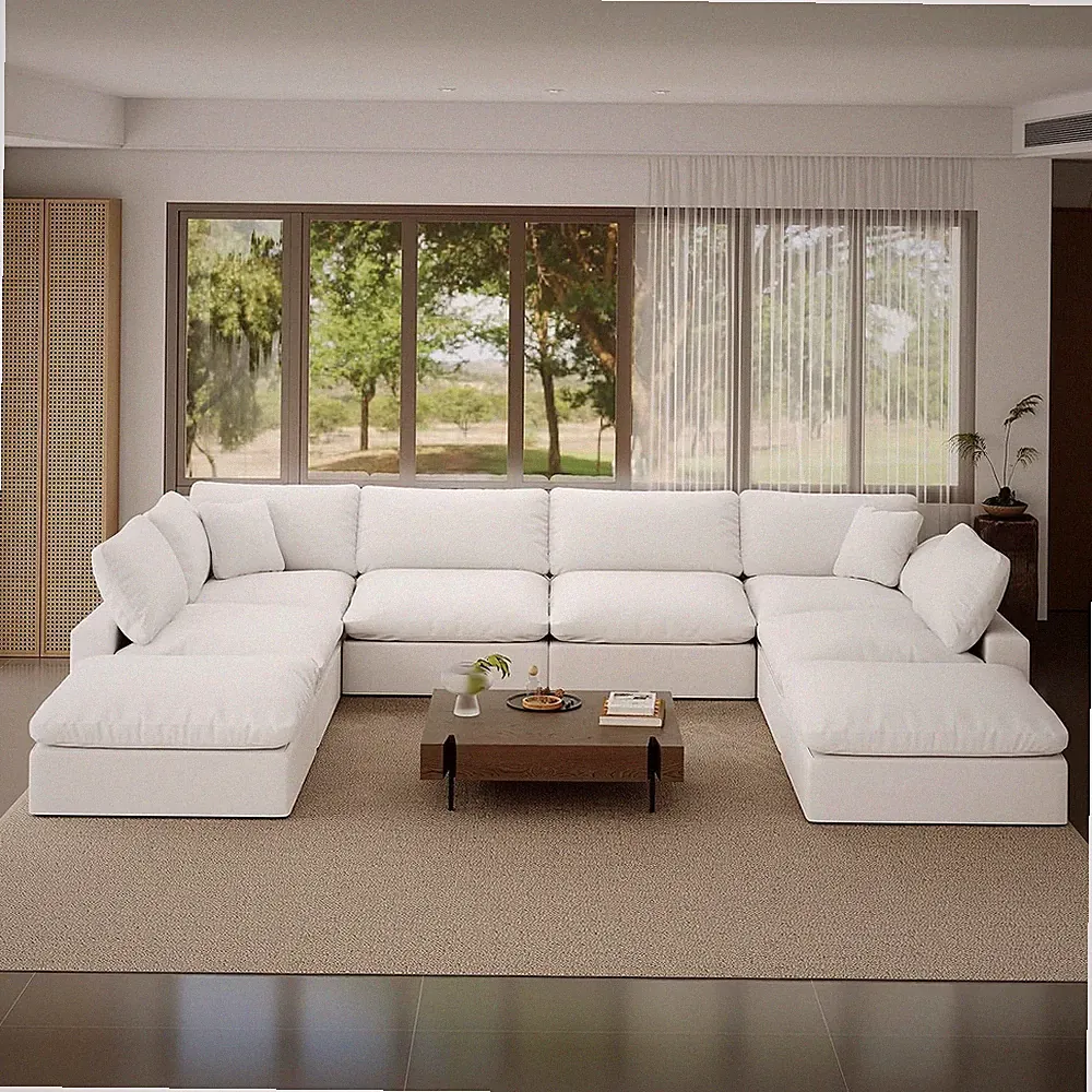 246.7" Oversized Cloud Modular Sectional Sofa,8 Seat down Filled Sofa,Comfy Deep
